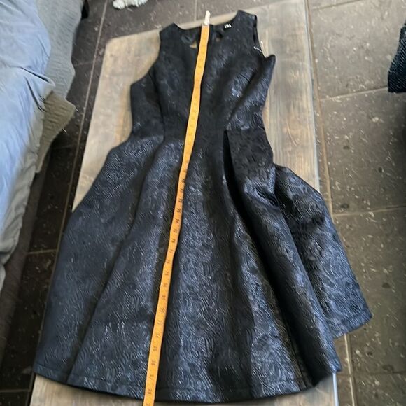 Ina embellished jacquard mini black  dress with side pockets back gold zipper Sm - Picture 12 of 14